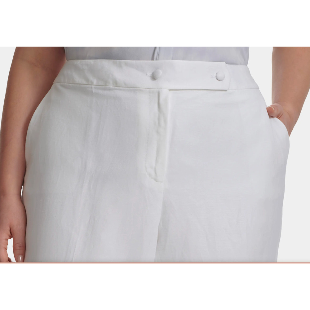 Calvin Klein Linen Tapered Ankle Dress Pants | Women Plus 20W, White NEW $109 - Picture 5 of 15